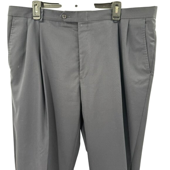 Hart Schaffner Marx Pleated Front Black Wool Pants Mens Size 38 - Picture 2 of 6